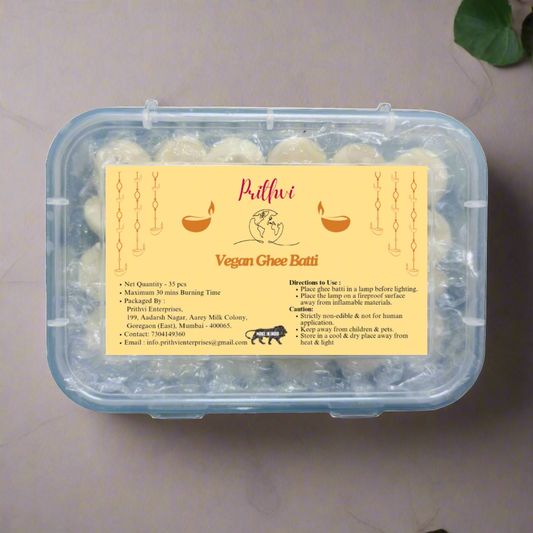 Prithvi - Small Vegan Ghee Diya Batti (35 Pieces)