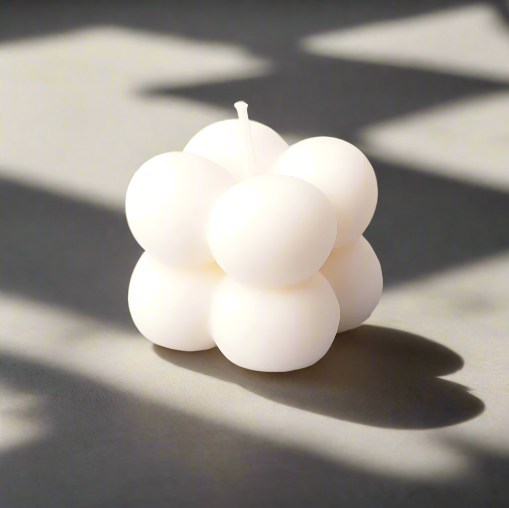 Soy Wax Small White Bubble Candle - Apple Green