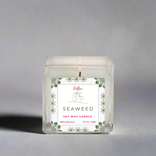 Prithvi Handmade Soy Wax Candle with "Seaweed" Fragrance (45g/1.5oz, 8-10 Hours Burn Time)