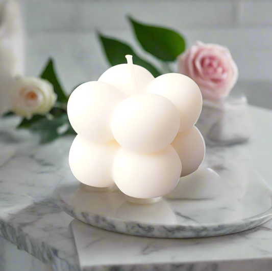 Soy Wax Small White Bubble Candle - Rose