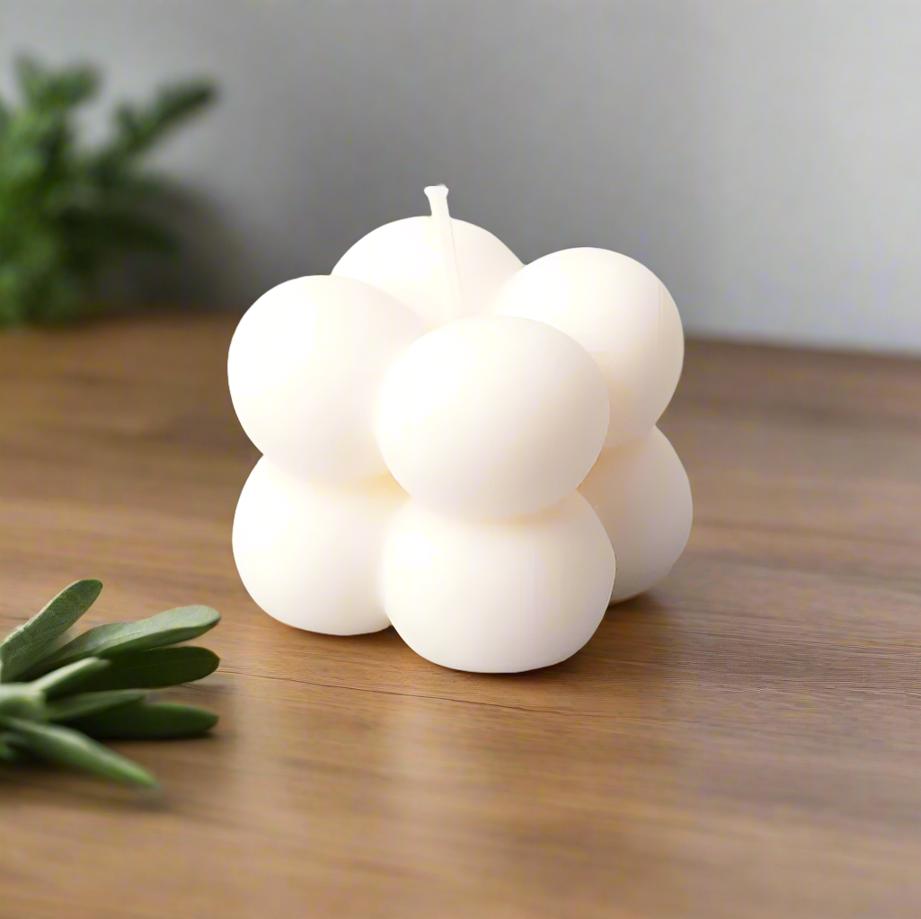 Soy Wax Small White Bubble Candle - Divine