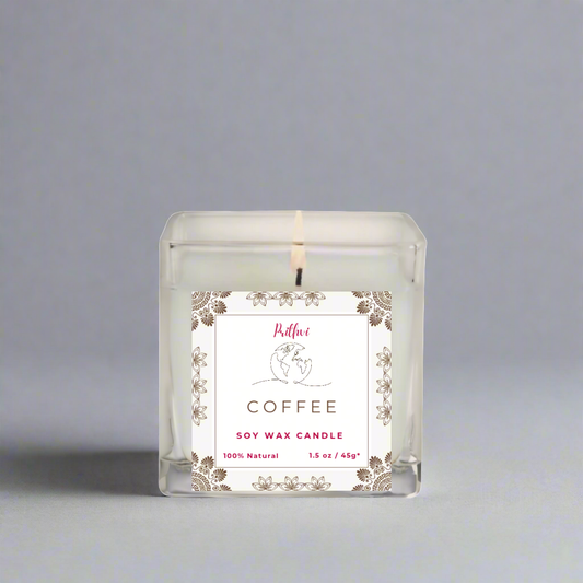 Prithvi Handmade Soy Wax Candle with "Coffee" Fragrance (45g/1.5oz, 8-10 Hours Burn Time)