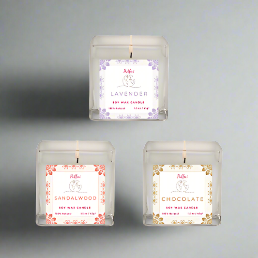 Soy Wax Candle Set of 3 Candles - Lavender, Sandalwood, Chocolate