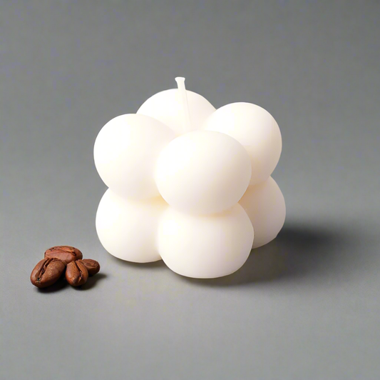 Soy Wax Small White Bubble Candle - Coffee