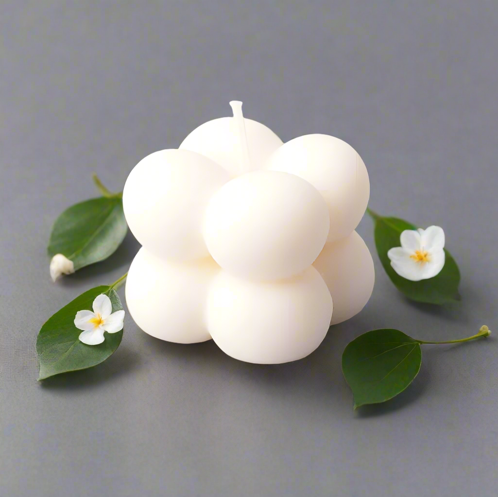 Soy Wax Small White Bubble Candle - Jasmine