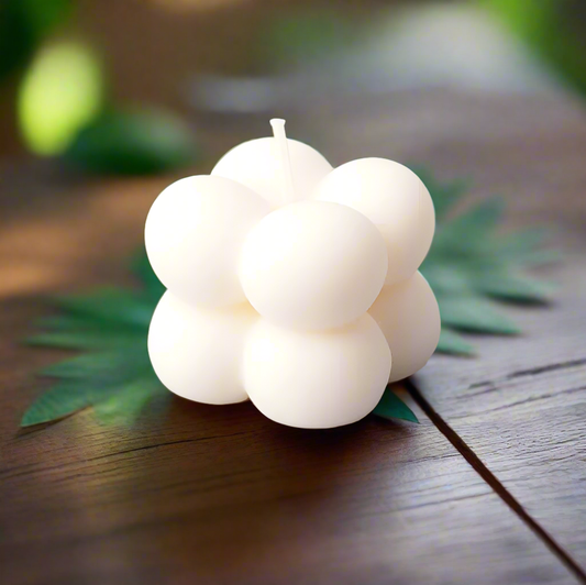 Soy Wax Small White Bubble Candle - Sandalwood