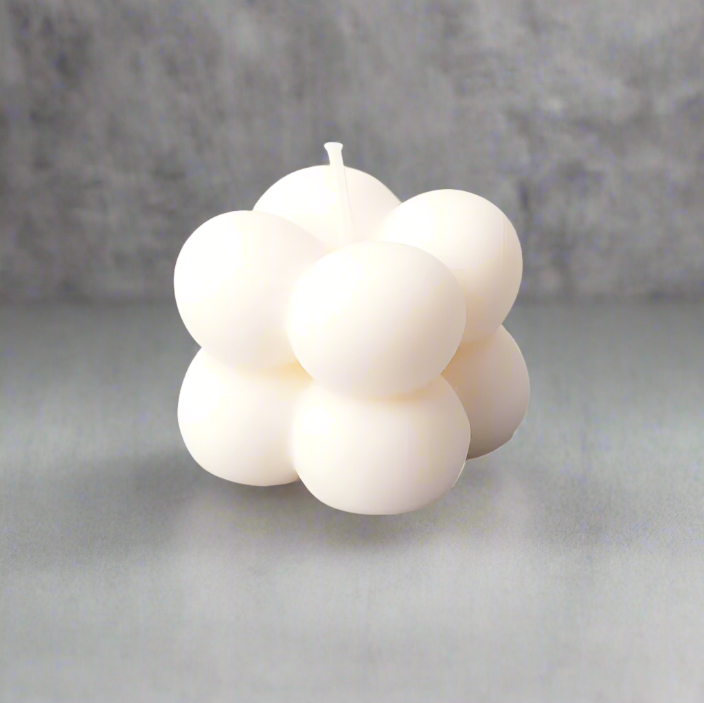 Soy Wax Small White Bubble Candle - Champa