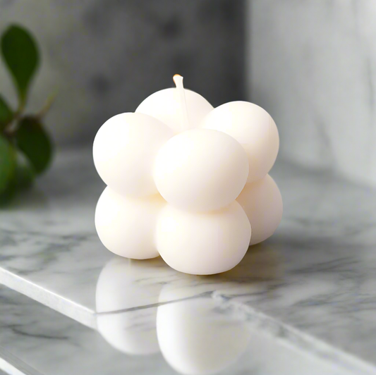 Soy Wax Small White Bubble Candle - Mogra