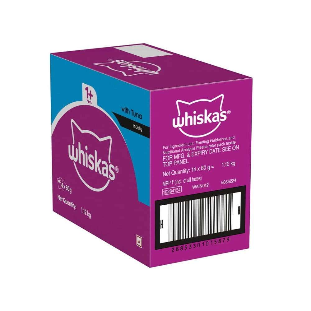 Whiskas Adult Wet Cat Food -Tuna in Jelly (1+ Years) : 14 x 80 g