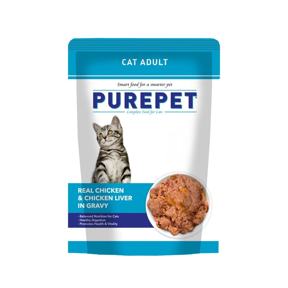 PurePet Wet Cat Food - Real Chicken and Chicken Liver in Gravy - All life stages : 50 g