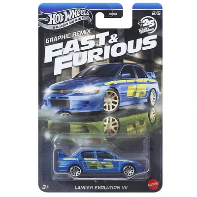 Hot Wheels 1:64 Imported — Fast & Furious Silver Series Graphic Remix Set of 5 — by Mattel - Imported