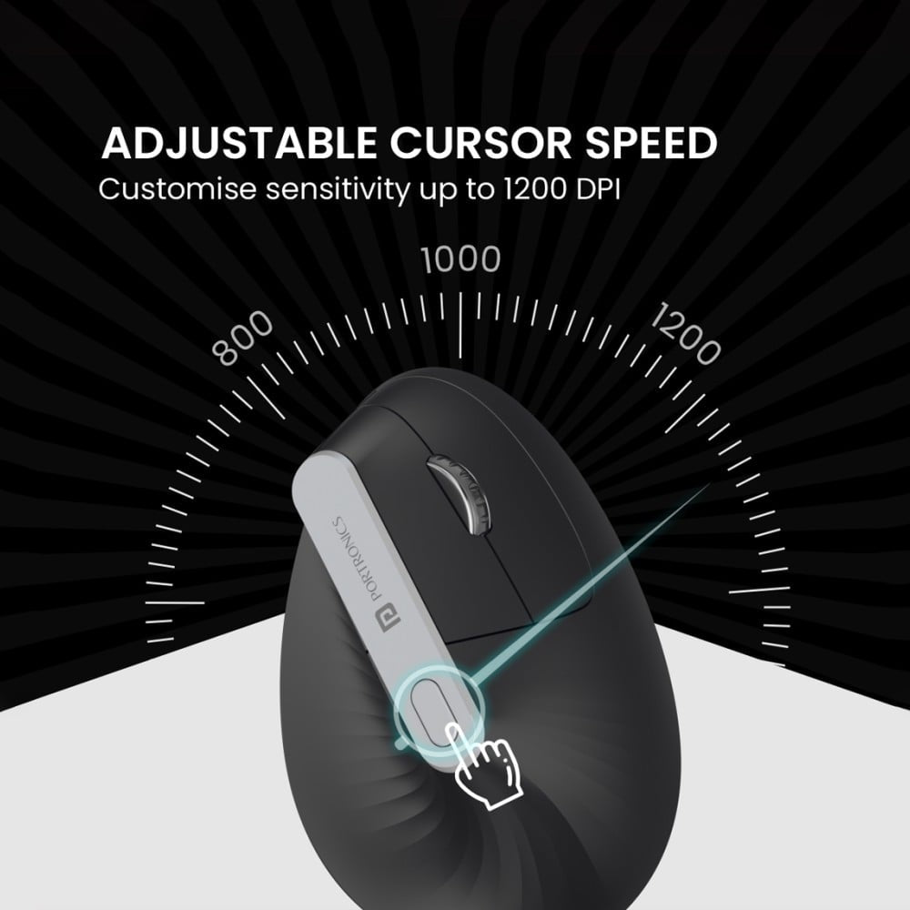 Portronics Toad Ergo Vertical Wireless Mouse (Black) : 1 unit