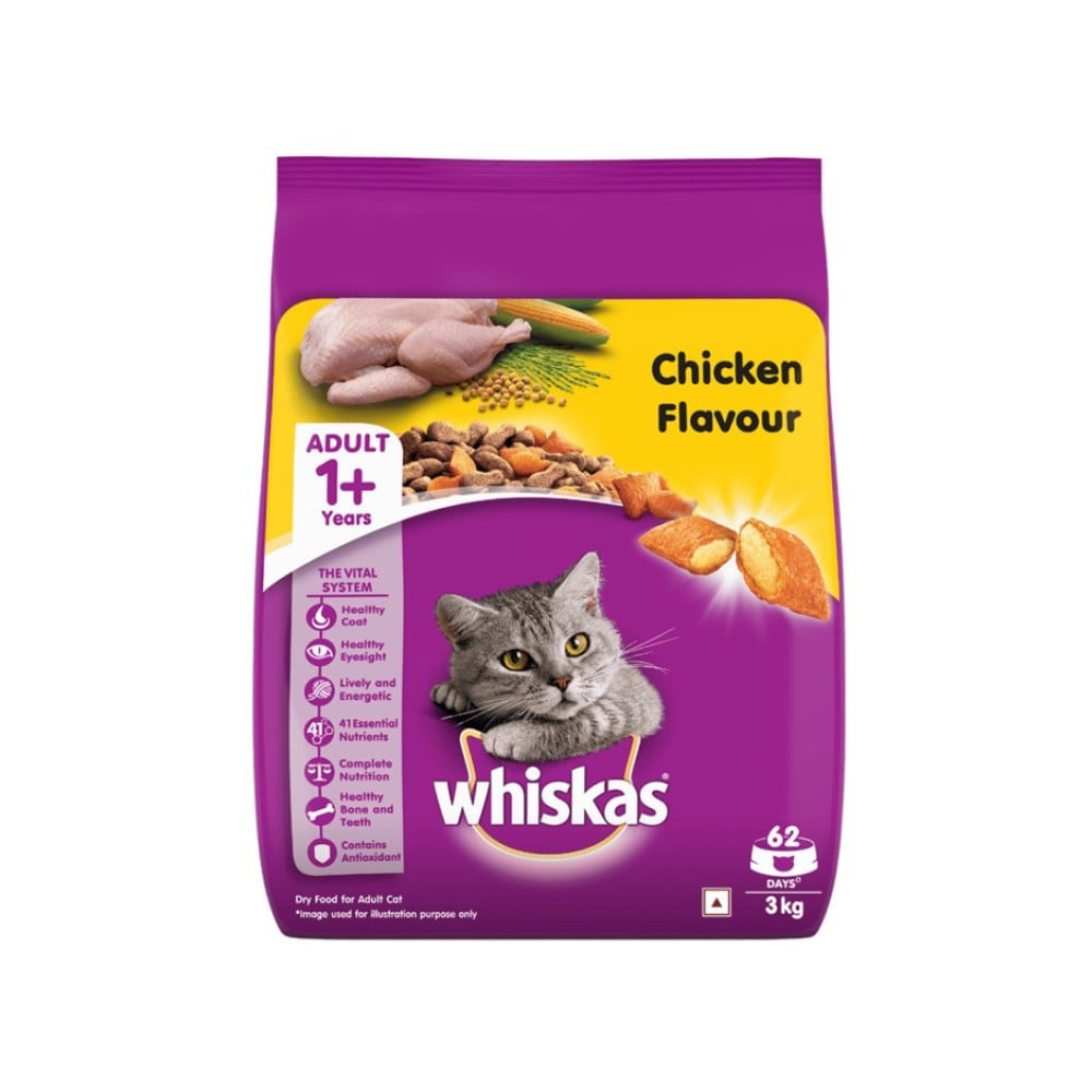 Whiskas Chicken Flavour Dry Cat Food (1+ Years) : 3 kg