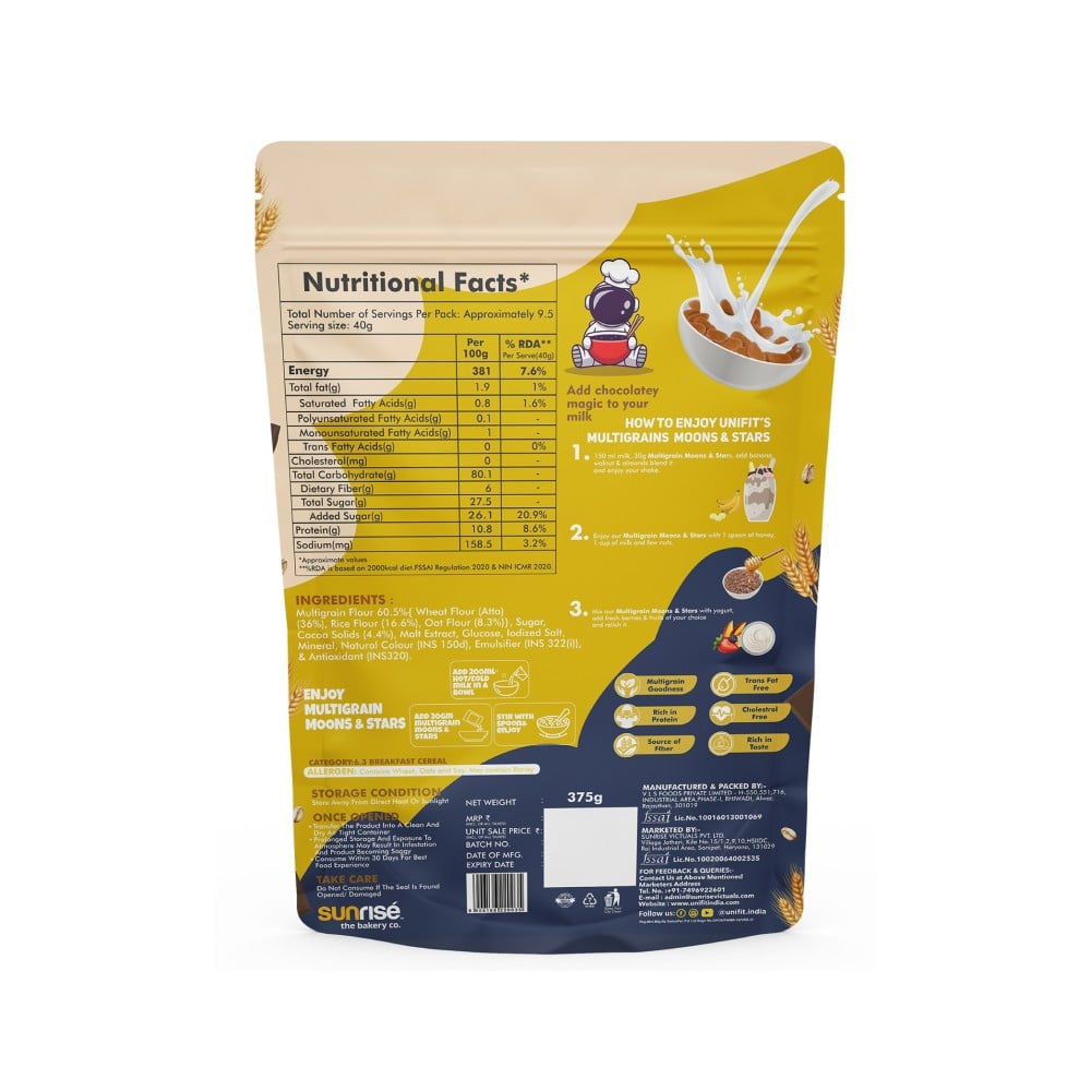 Unifit Multigrain Choco Moons & Stars Kids Cereal : 375 g