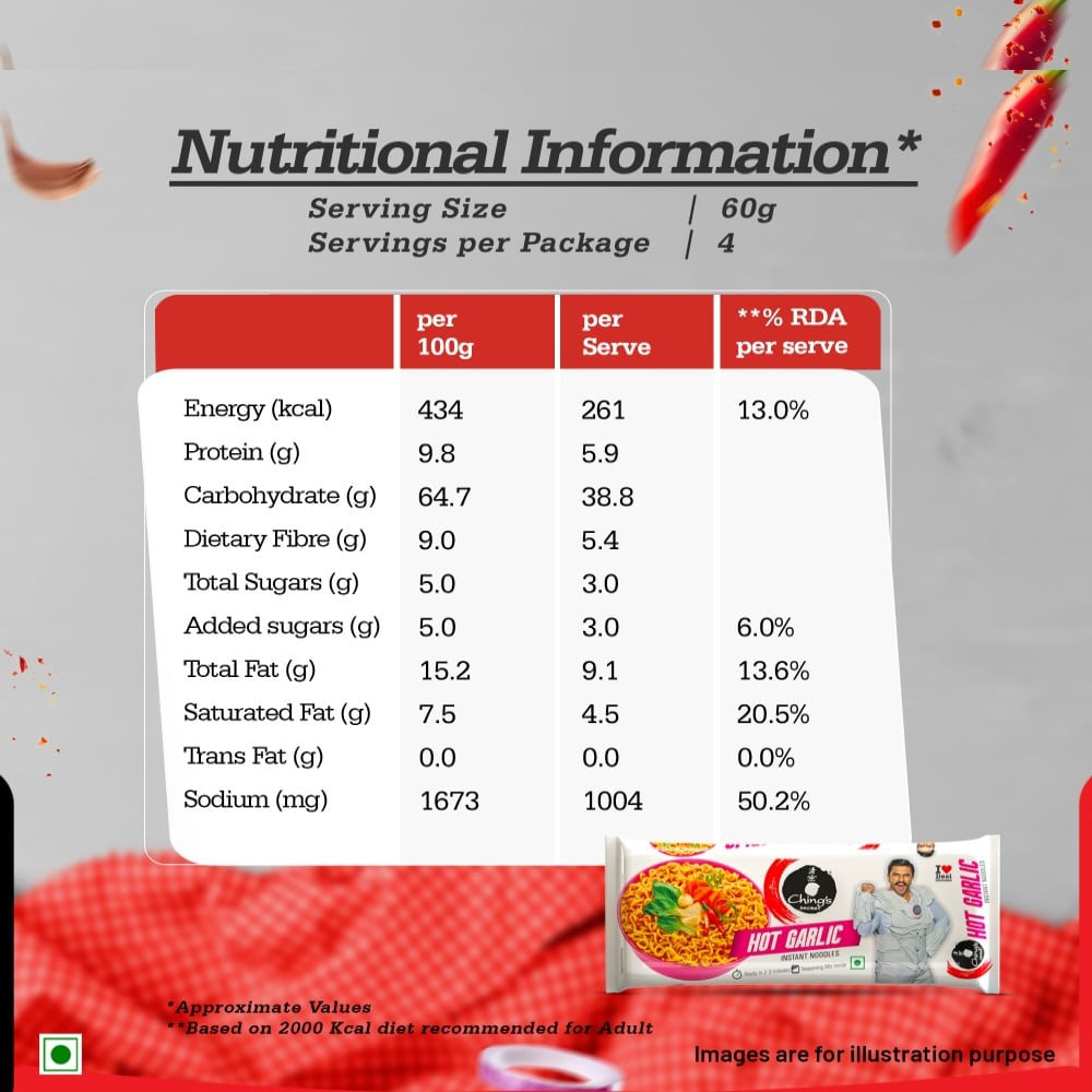 Ching's Secret Hot Garlic Flavoured Instant Noodles : 240 g