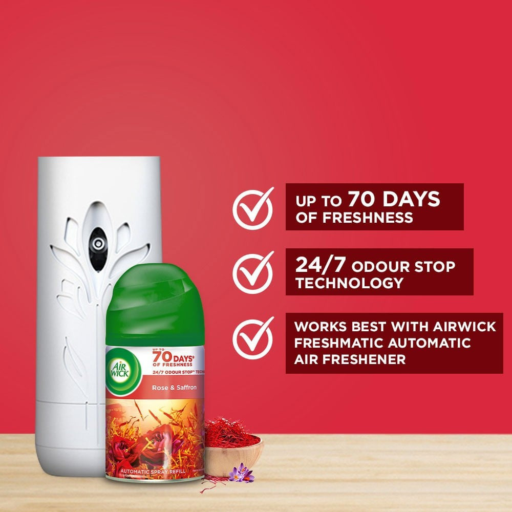 Airwick Airwick Air Freshener Kit (Machine + Summer Delights Refill) + Airwick Freshmatic Automatic Room Freshener (Rose and Saffron) Combo : 250 ml + 250 ml