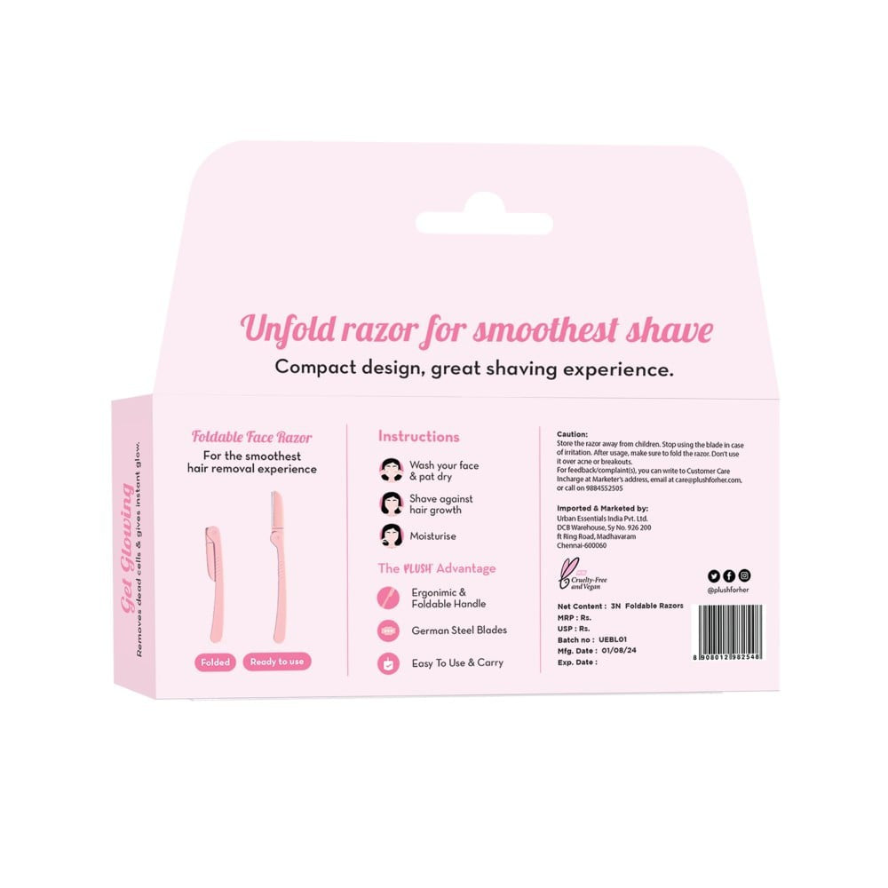 Plush Foldable Face Razor for Women : 3 pcs