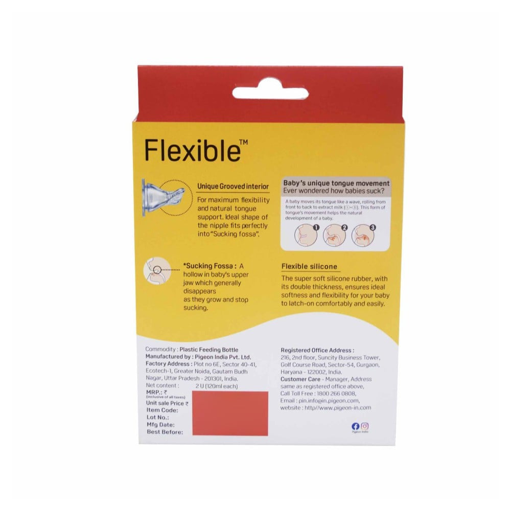 Pigeon Flexible Feeding Bottle (4+ months) (Blue & White) : 2 x 200 ml