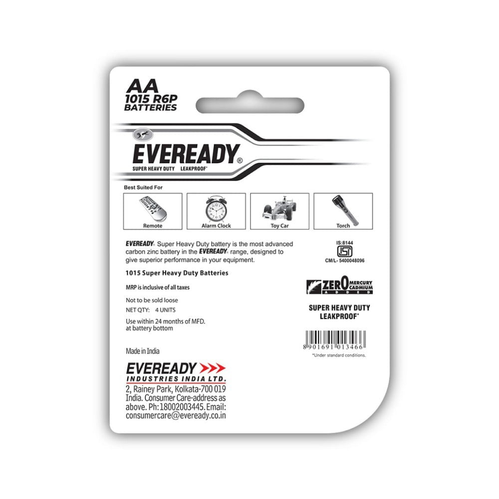 Eveready AA Carbon Zinc Battery : 4 units