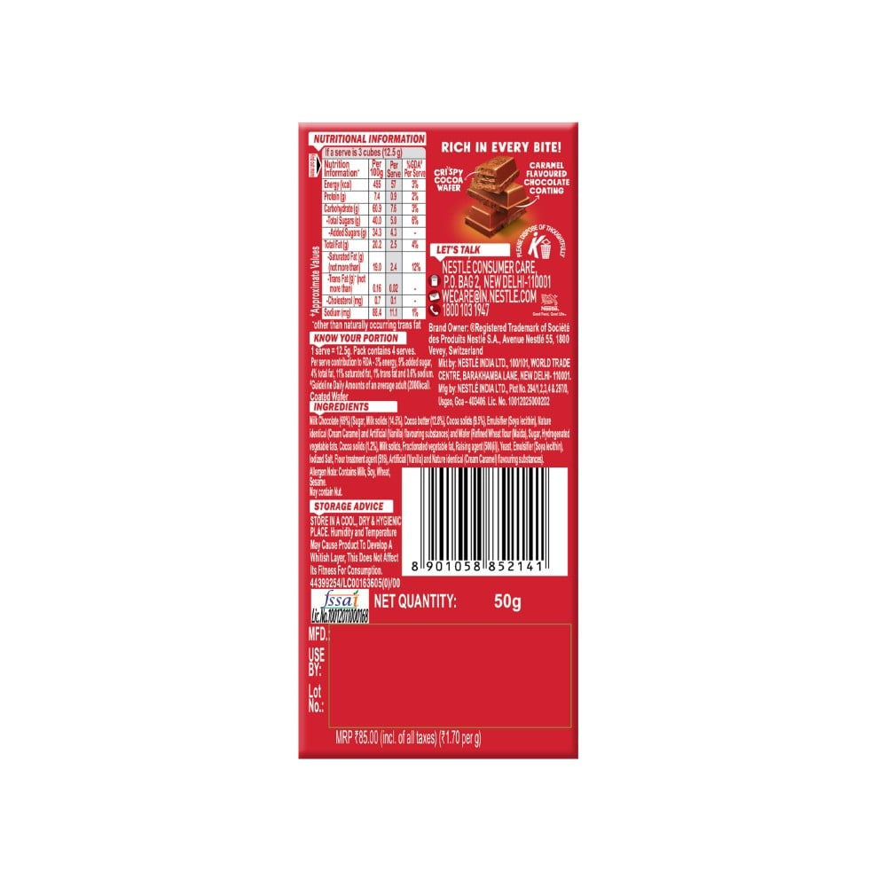 Nestle KitKat Caramel Coated Wafer Chocolate : 50 g