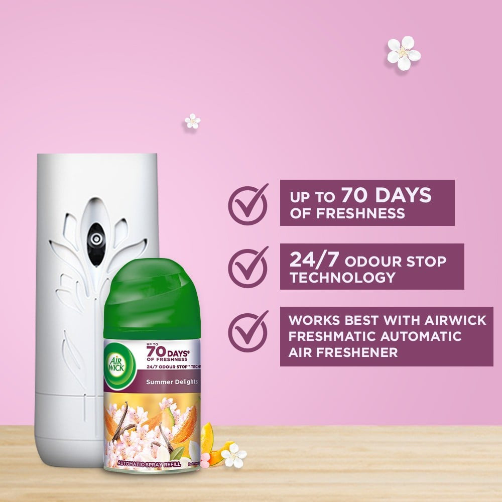 Airwick Airwick Air Freshener Kit (Machine + Summer Delights Refill) + Airwick Freshmatic Air Freshener Refill (Summer Delights) Combo : 250 ml + 250 ml