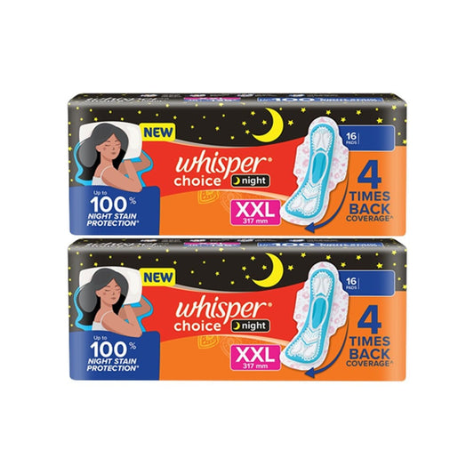 Whisper Choice Nights Sanitary Pads - Pack of 2 : 2 x 1 pack (16 pieces)