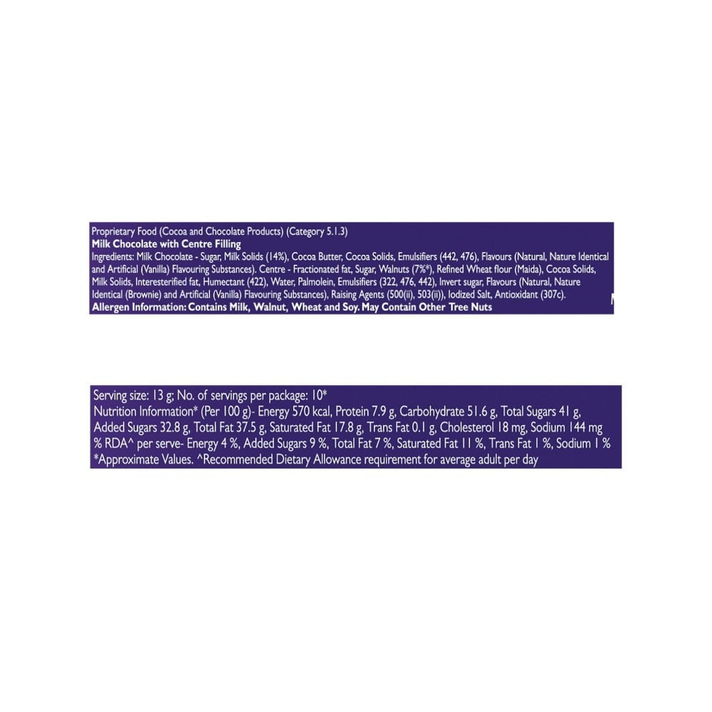 Cadbury Studio Brownie Aux Noix Signature Pralines Chocolate Gift Pack : 130 g (10 x 13 g)