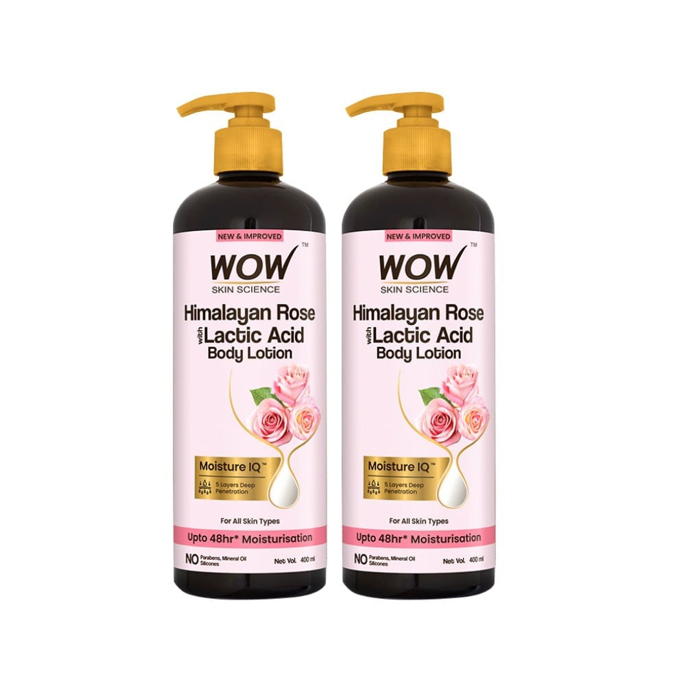Wow Skin Science Himalayan Rose with Lactic Acid Body Lotion (400 ml) - Pack of 2 : 2 x 400 ml
