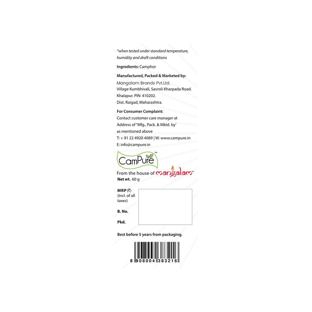 CamPure Camphor Car Freshener Cone - Original : 60 g
