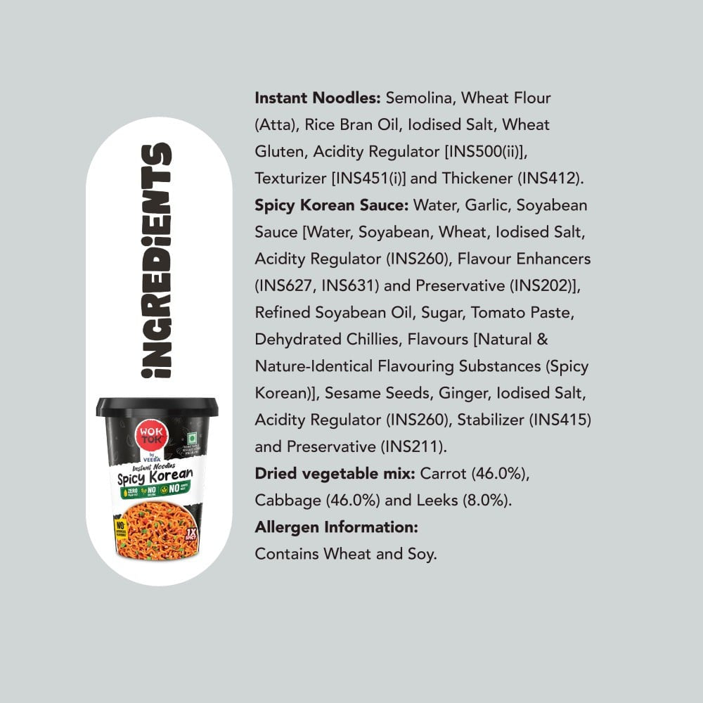 Wok Tok by Veeba Spicy Korean Instant Cup Noodles : 92.5 g