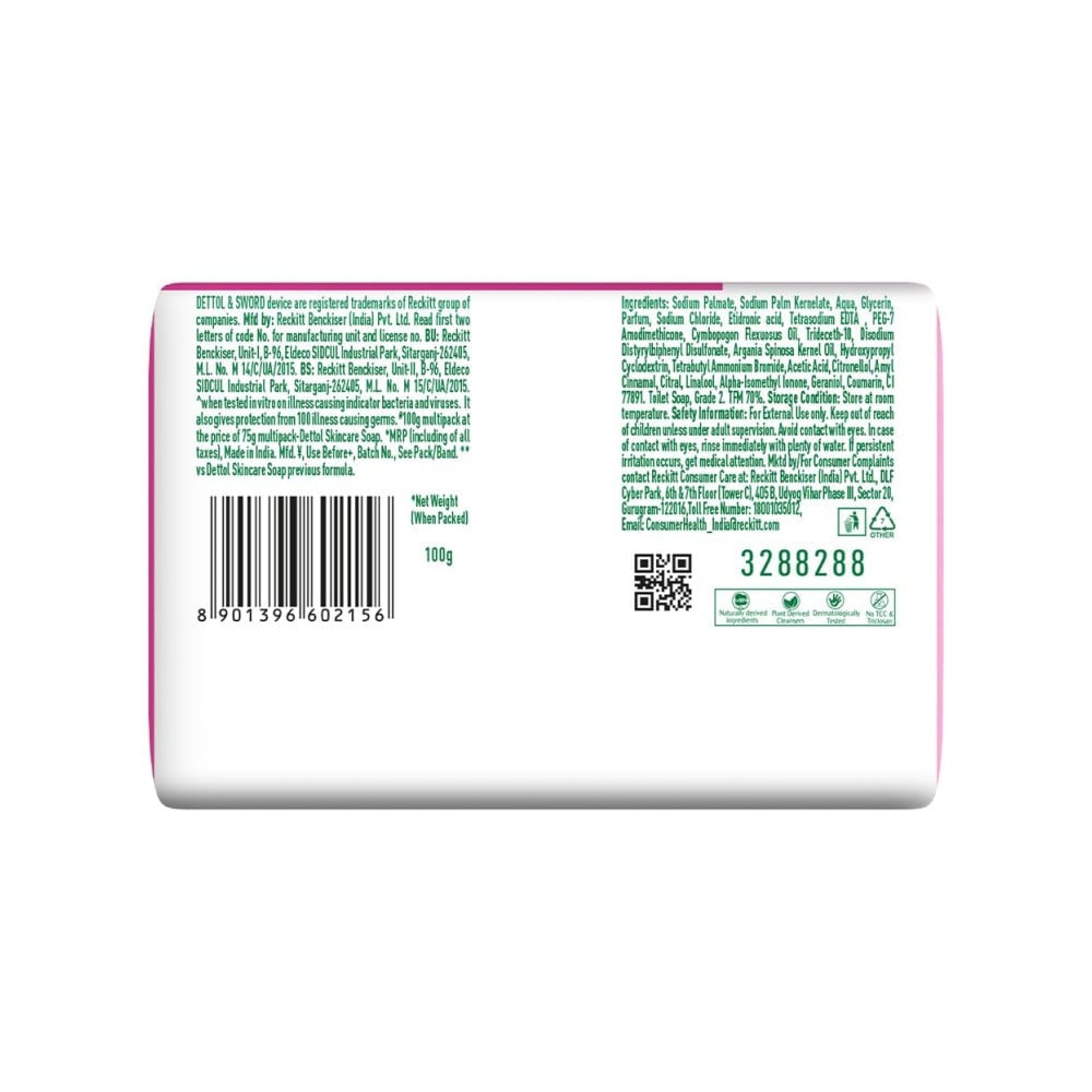 Dettol Skincare Moisturizing Beauty Bathing Soap : 4 x 100 g