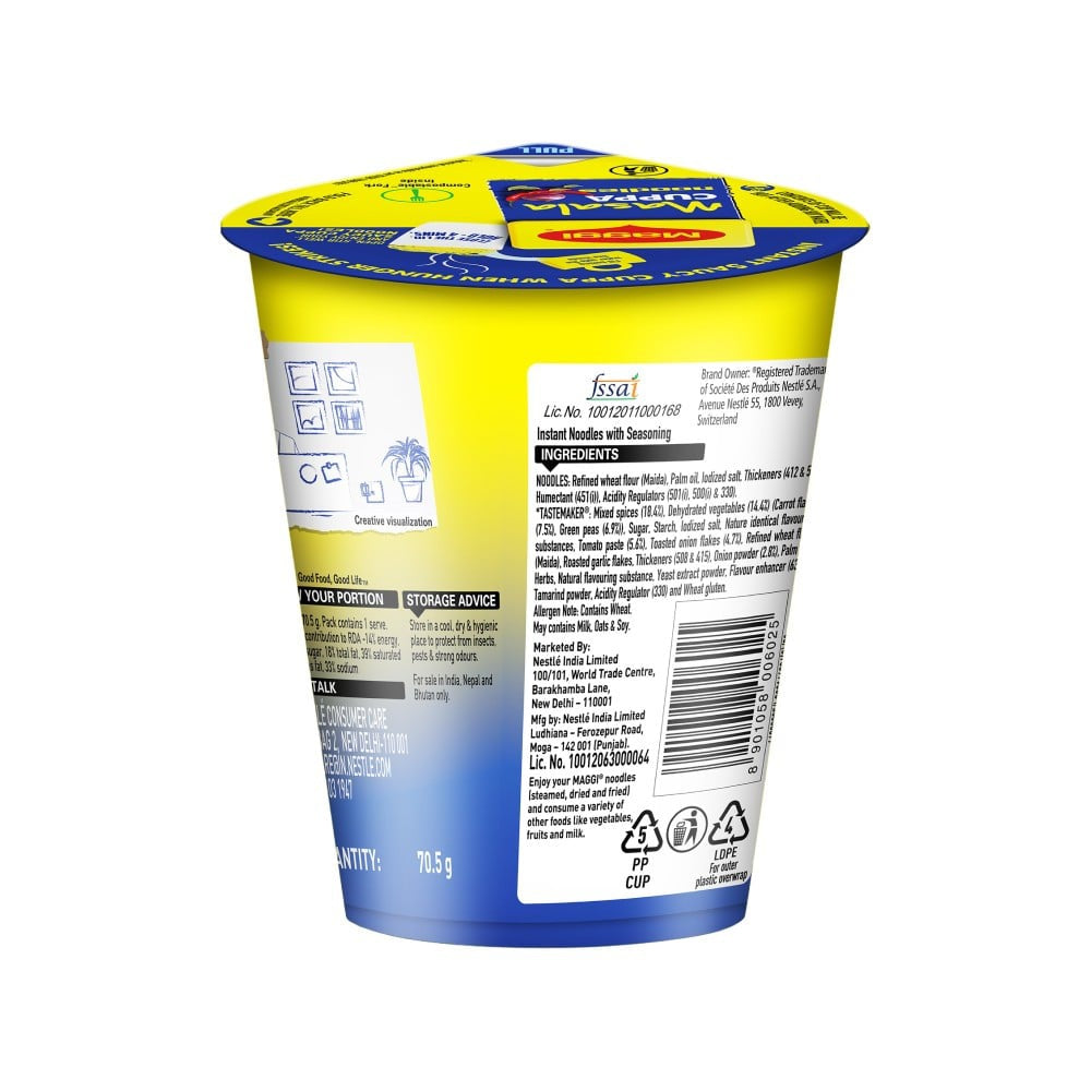 Maggi Cuppa Masala Cup Noodles : 70.5 g