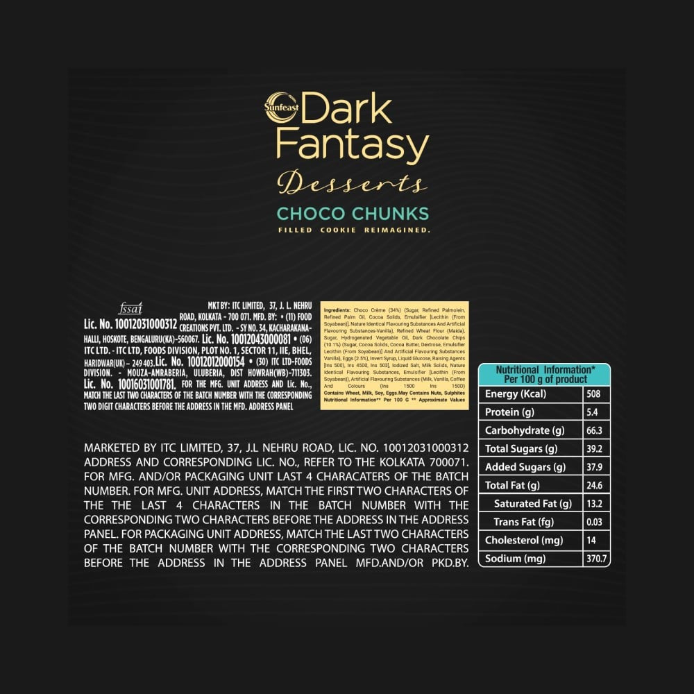 Sunfeast Dark Fantasy Desserts Choco Chunks Cookies : 75 g