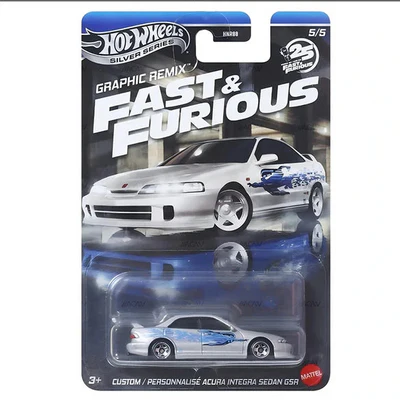 Hot Wheels 1:64 Imported — Fast & Furious Silver Series Graphic Remix Set of 5 — by Mattel - Imported