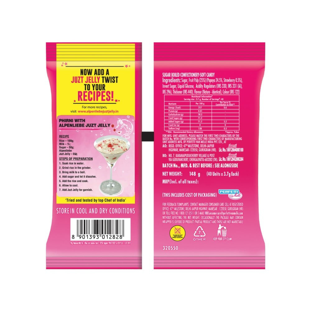 Alpenliebe Juzt Jelly Strawberry Flavour Candy : 148 g