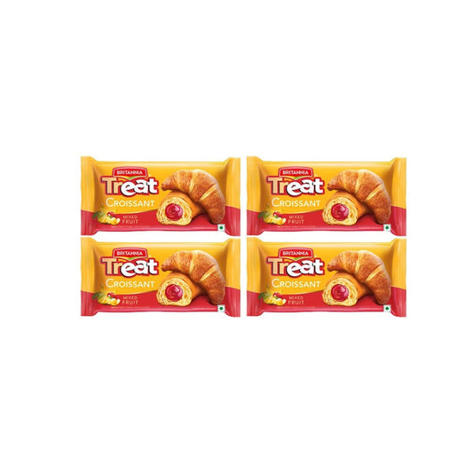 Britannia Treat Croissant with Mixed Fruit Creme Filling - Pack of 4 : 4 x 47 g