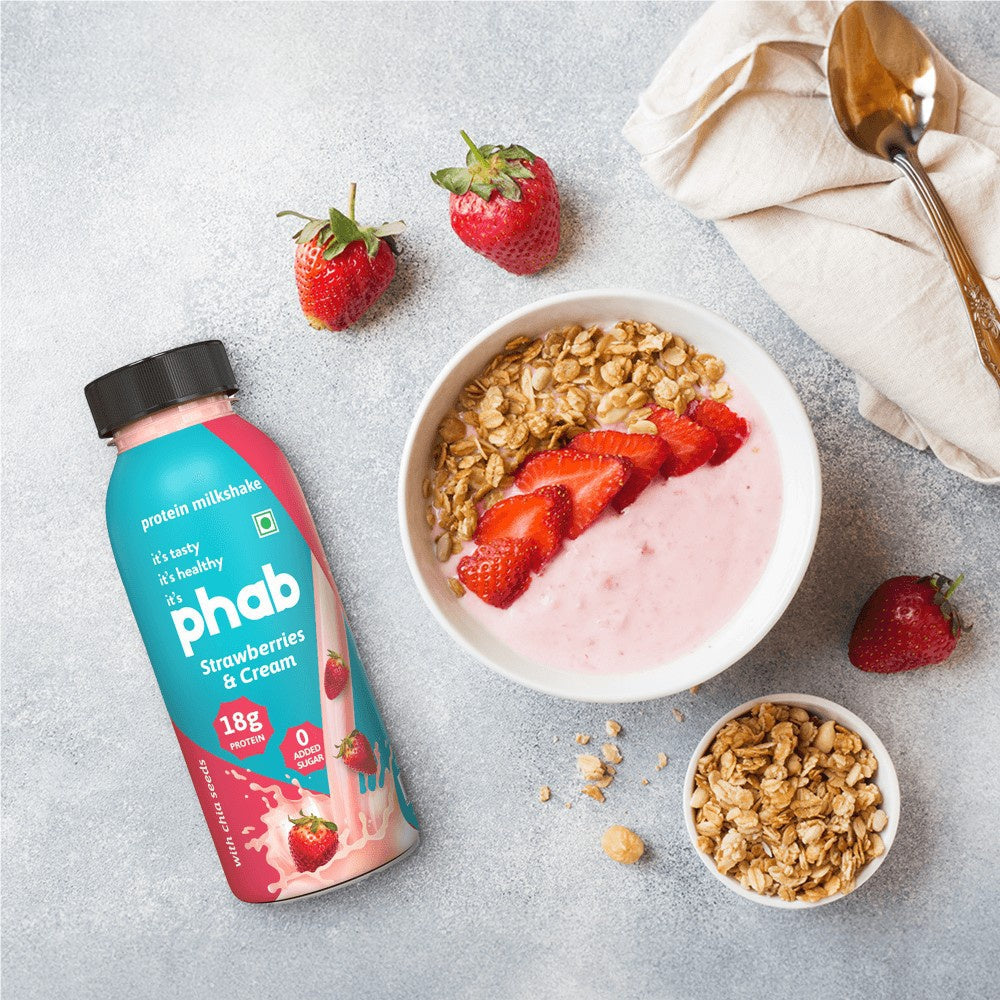 Phab 18g Protein Milkshake - Strawberries & Cream (No Added Sugar) : 200 ml