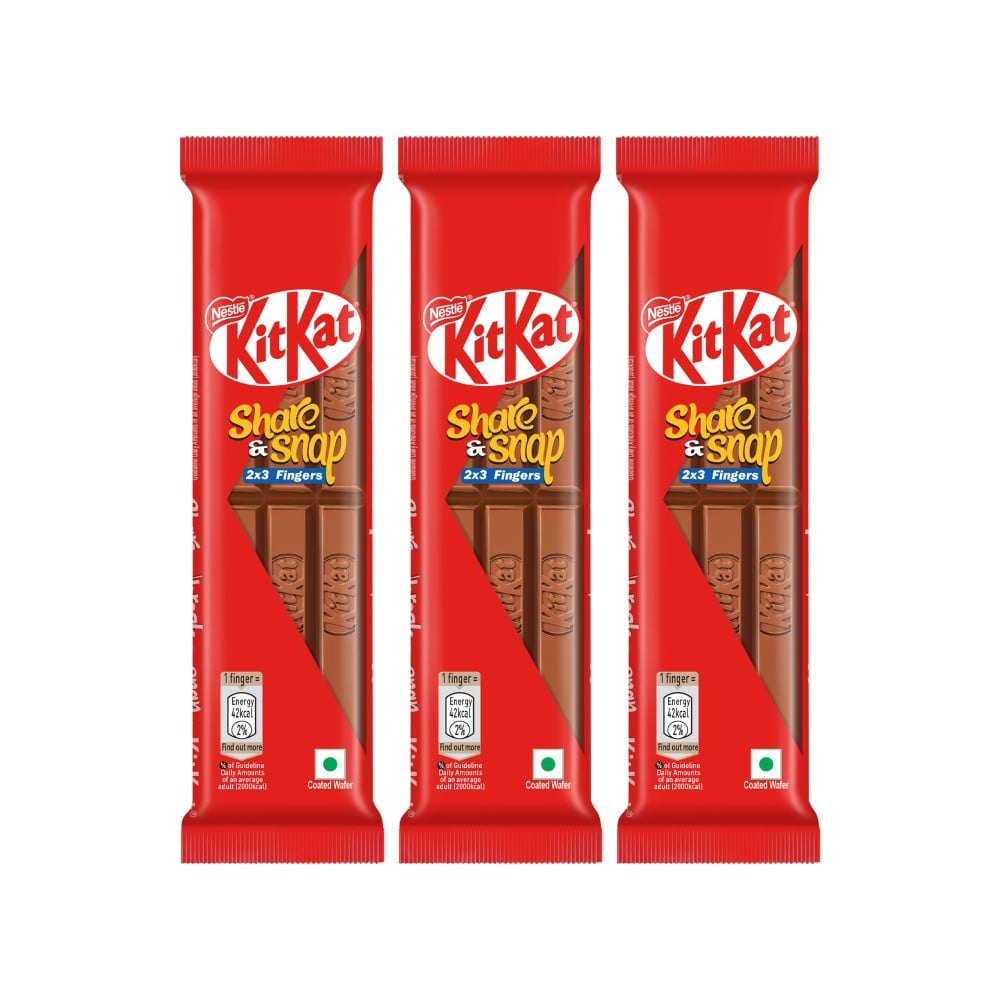 Nestle KitKat Share & Snap 2x3 Fingers Wafer Chocolate - Pack of 3 : 3 x 57 g