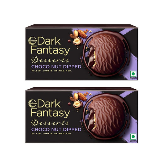 Sunfeast Dark Fantasy Desserts Choconut Dipped Cookies - Pack of 2 : 2 x 100 g