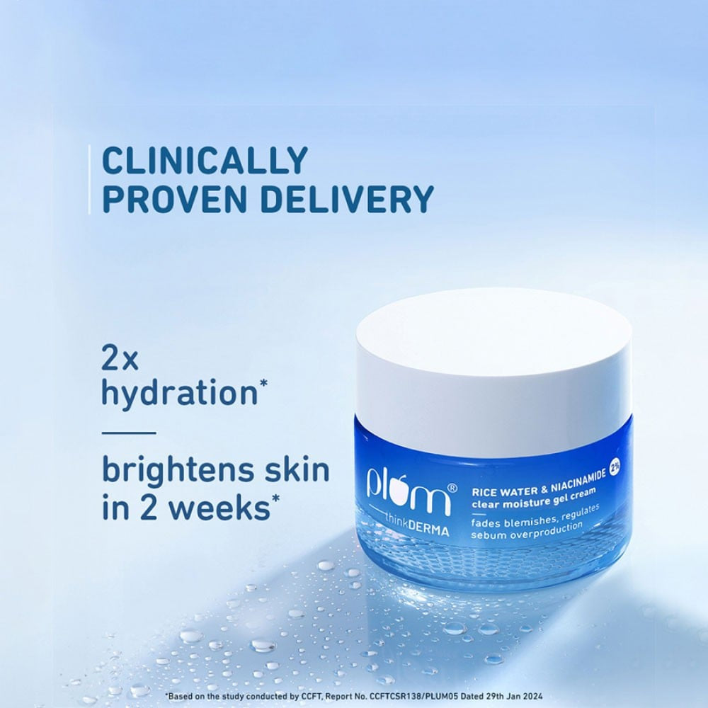 Plum Rice Water & 2% Niacinamide Face Moisturizing Gel - Pack of 2 : 2 x 50 g