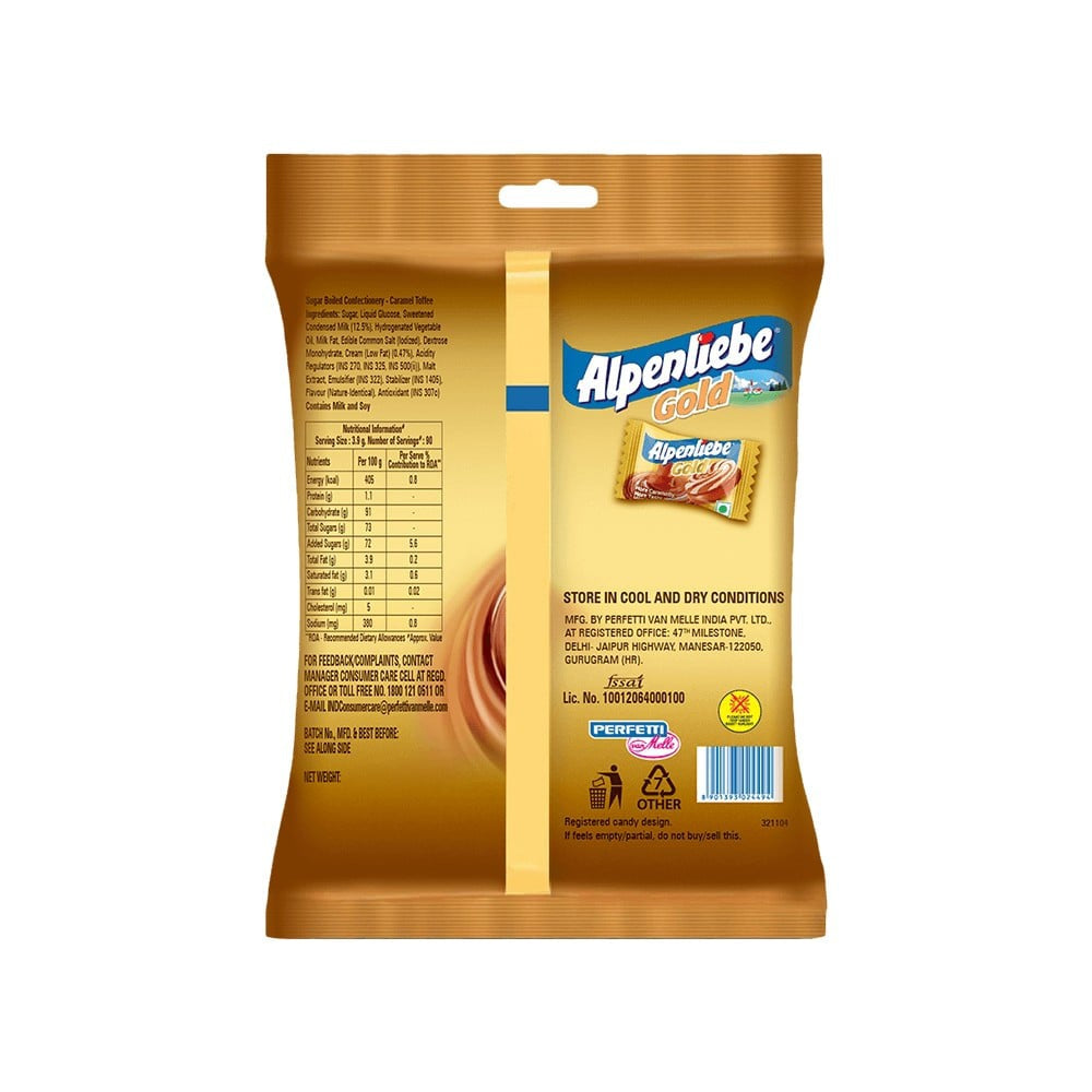 Alpenliebe Gold Caramel Toffee Pack (90 Pieces) : 351 g