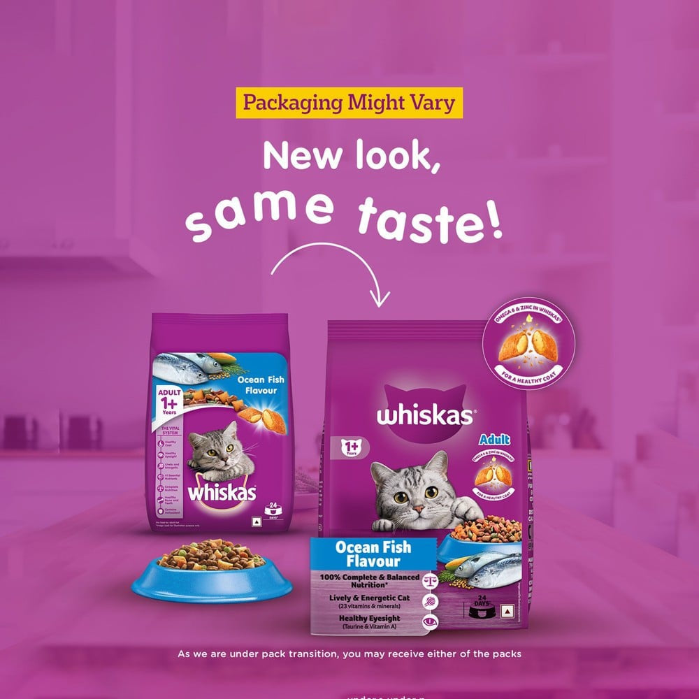 Whiskas Adult Dry Cat Food -Ocean Fish Flavour (1+ Years) - Pack of 2 : 2 x 3 kg