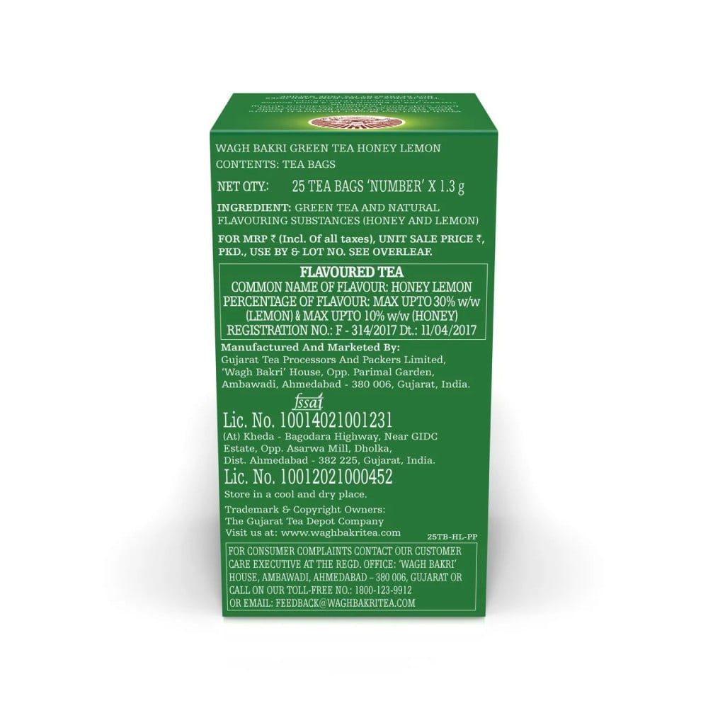 Wagh Bakri Honey Lemon Green Tea : 25 bags x 1.5 g