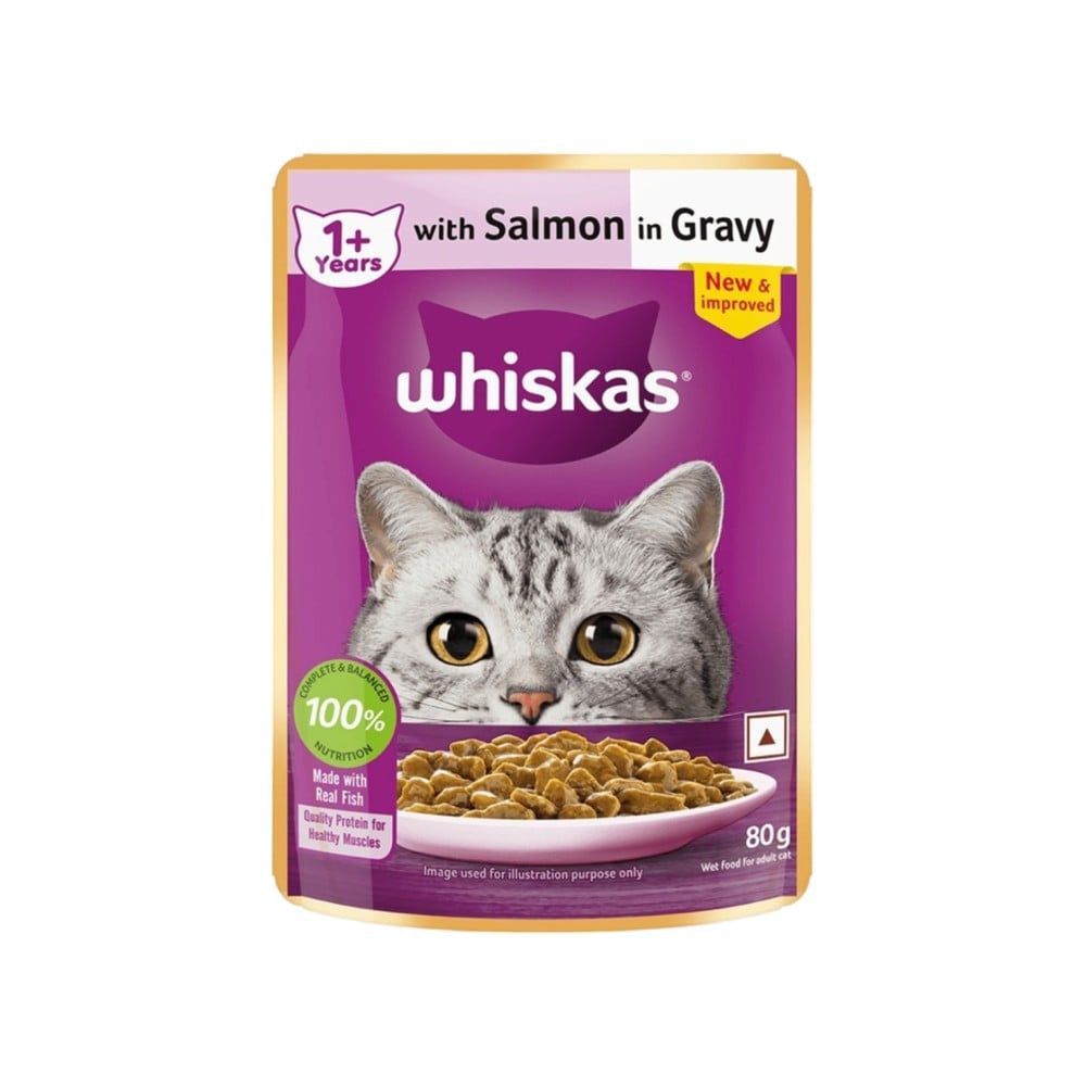 Whiskas Adult Wet Cat Food -Salmon in Gravy (1+ Years) : 80 g