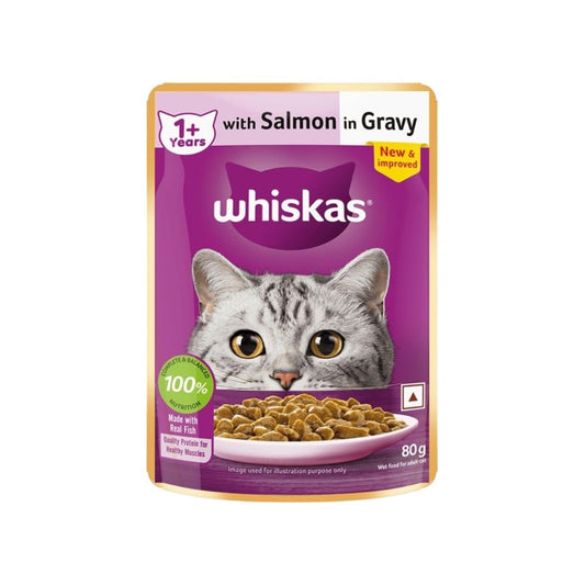 Whiskas Adult Wet Cat Food -Salmon in Gravy (1+ Years) : 80 g