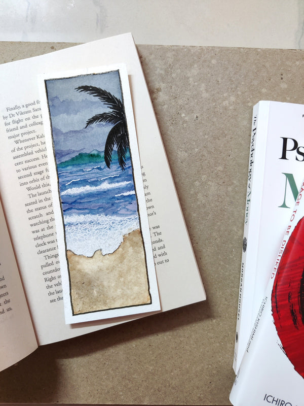 Handmade Bookmark | Beach - Rainy Weather Theme