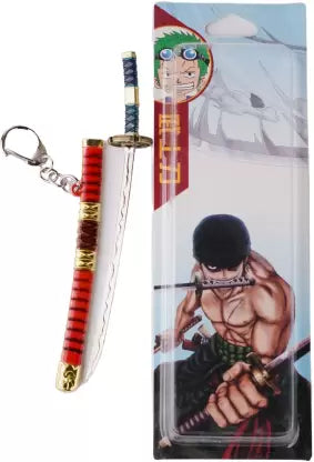 One Piece Anime Zoro’s Sandai Kitetsu Katana Keychain with Green Handle and Red & Gold Sheath