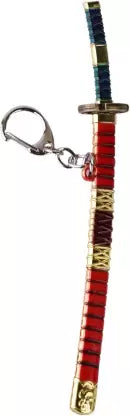 One Piece Anime Zoro’s Sandai Kitetsu Katana Keychain with Green Handle and Red & Gold Sheath