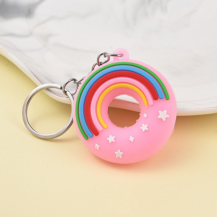 Multicolored Donut-Shaped Keychain