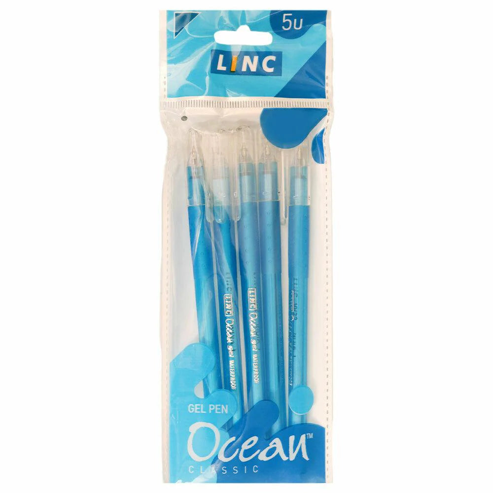 Linc Ocean Classic Gel Pen - Blue Ink, 5 pcs